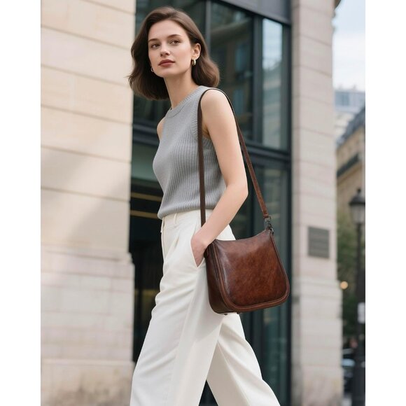 Elegant Ladies Hobo Shoulder Purse - Genuine Leather Crossbody with Pockets - Picture 2 of 6